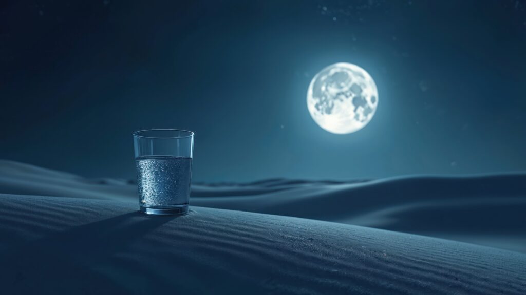 Vollmond mit Glas Wasser